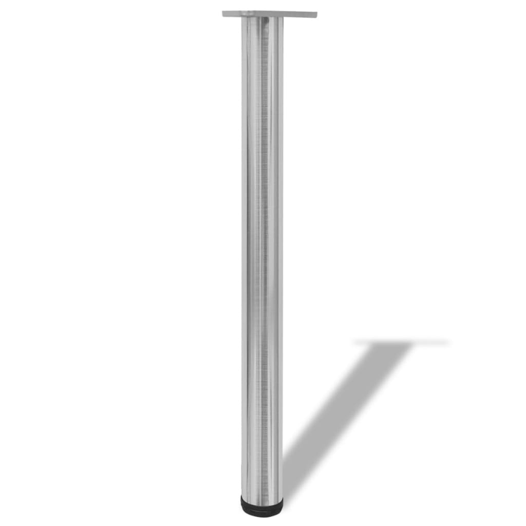 4 Pernas de mesa, altura ajustável, níquel escovado 710 mm