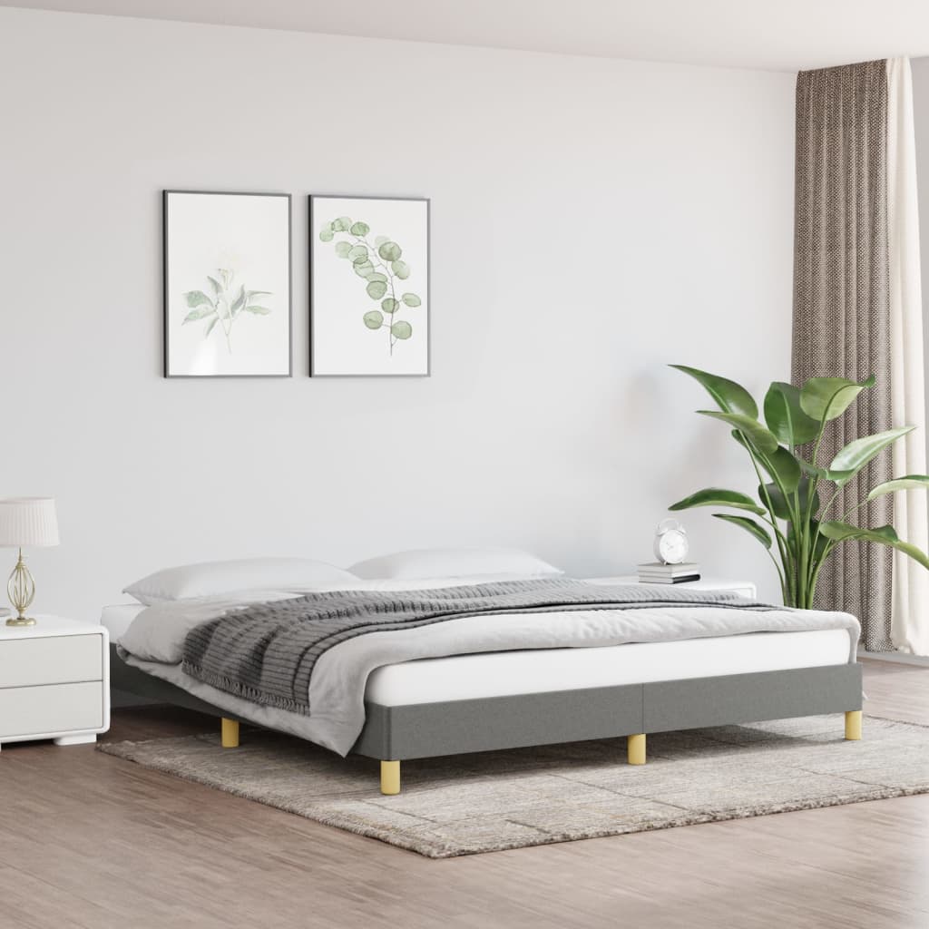 Estrutura de cama sem colchão 180x200 cm tecido cinzento-escuro