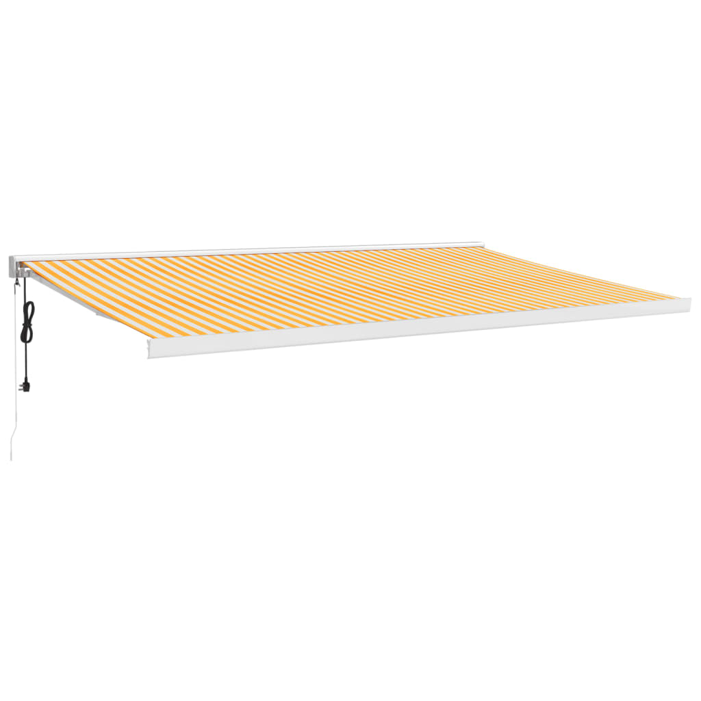 Toldo retrátil 5x3 m tecido e alumínio amarelo e branco