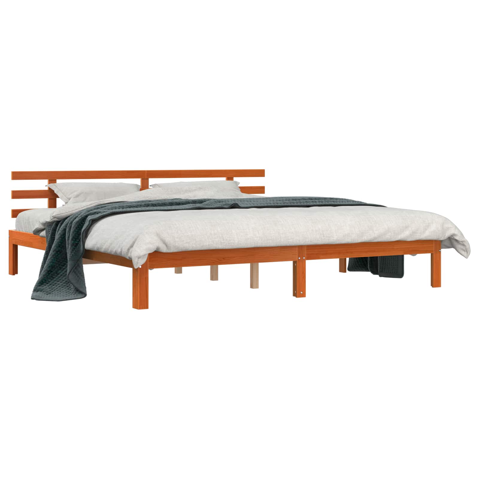 Estrutura da cama marrom cera 203.5 x 205.5 x 69.5 cm