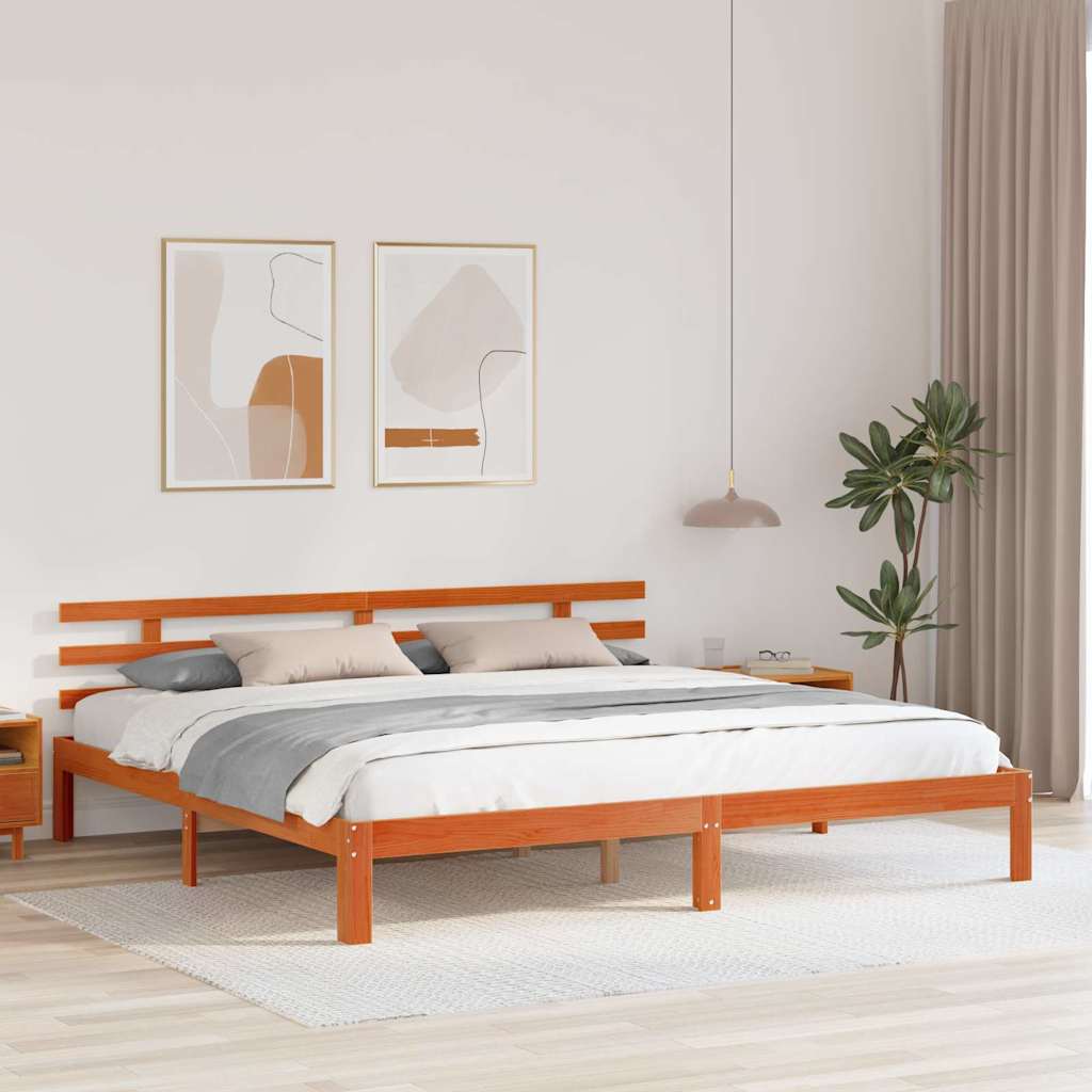 Estrutura da cama marrom cera 203.5 x 205.5 x 69.5 cm
