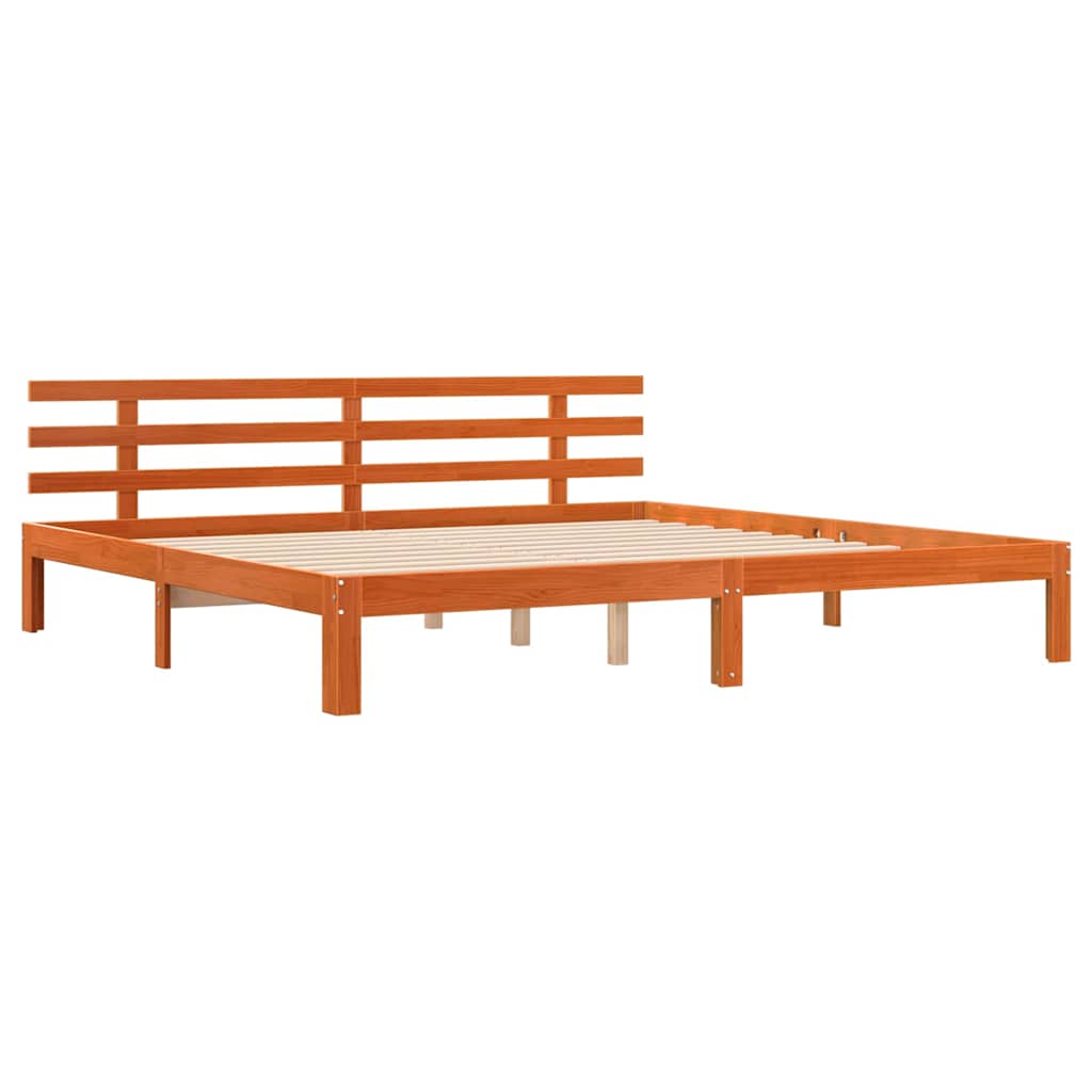 Estrutura da cama marrom cera 203.5 x 205.5 x 69.5 cm