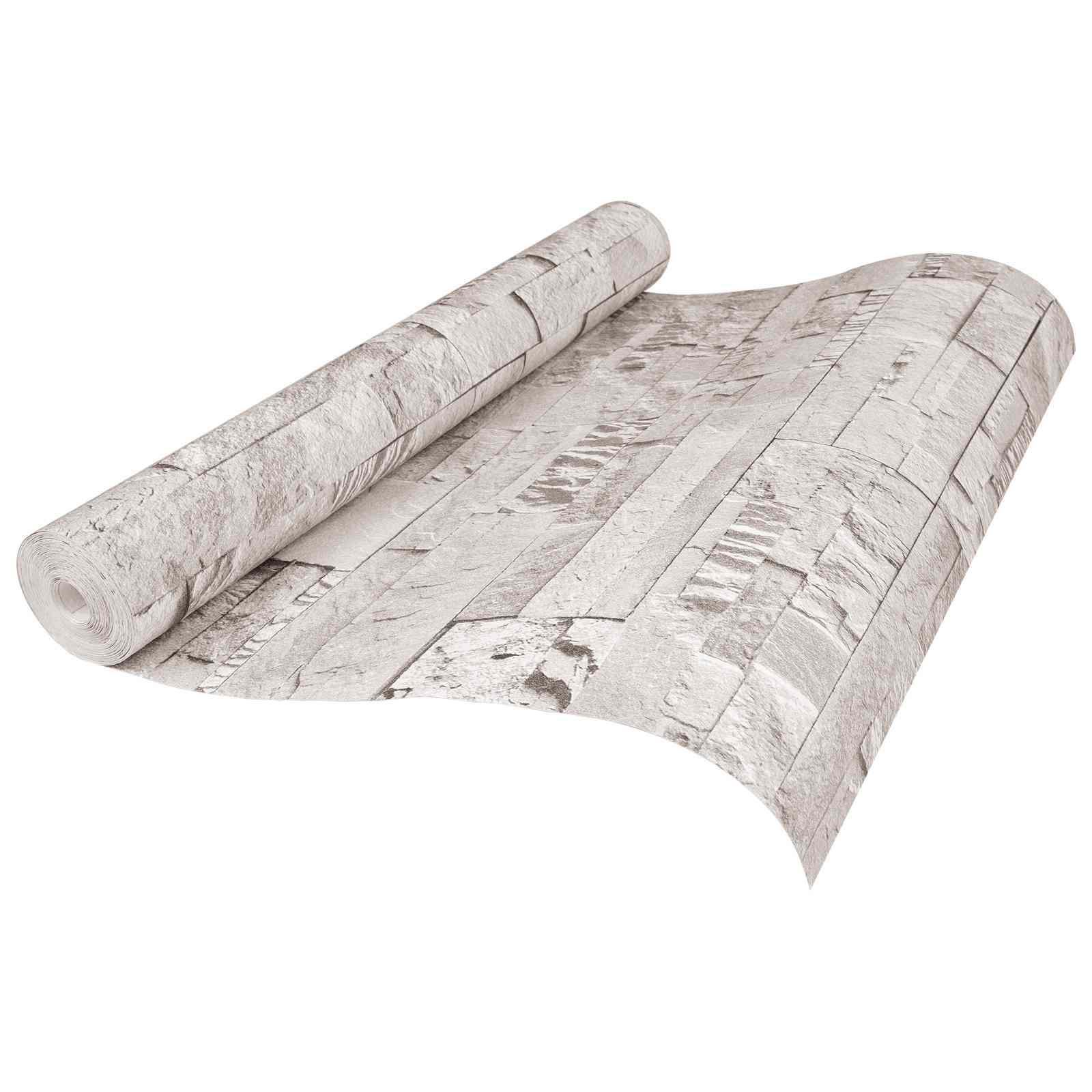 Papel de parede 3d de pedra creme 10 x 0,53 m tecido não tecido