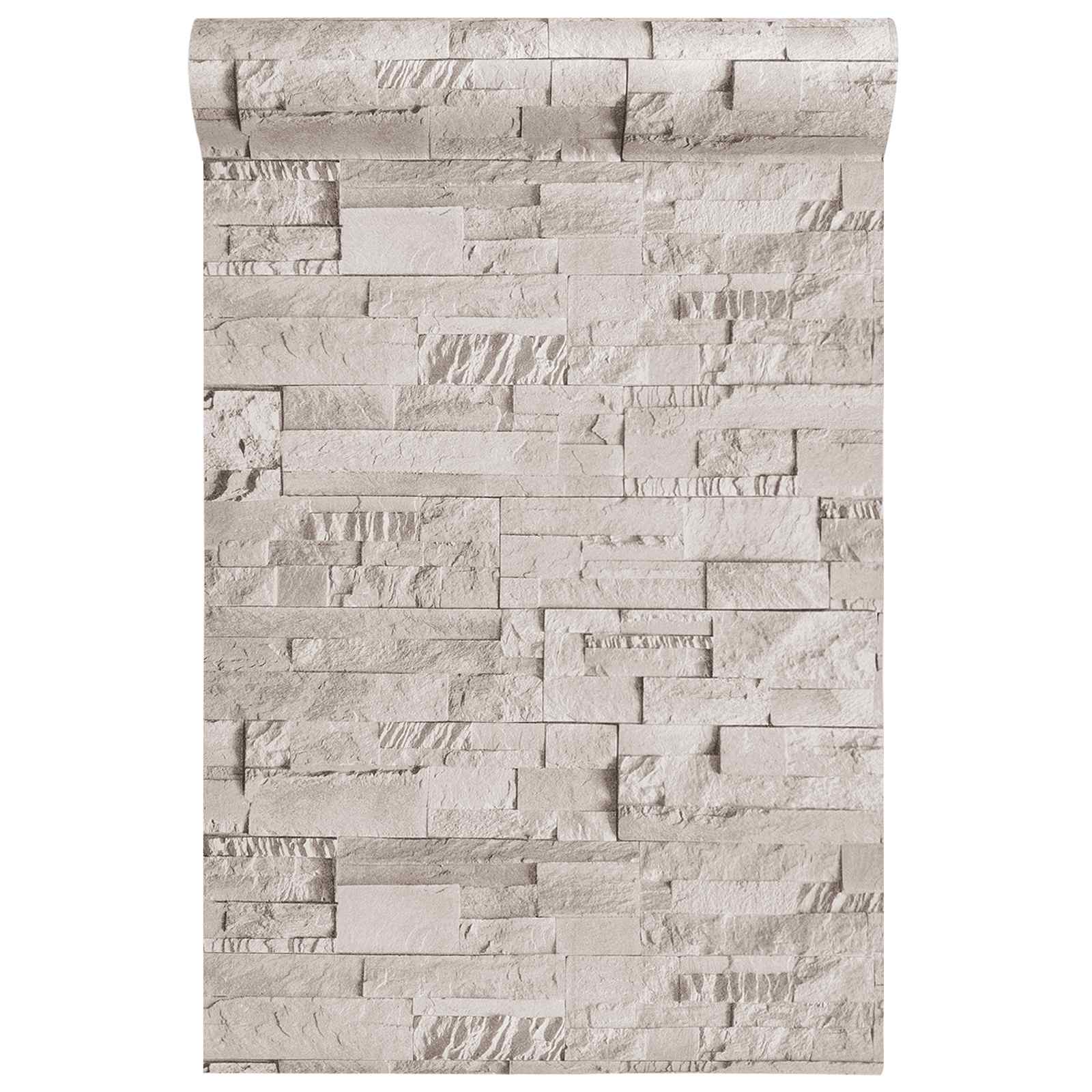 Papel de parede 3d de pedra creme 10 x 0,53 m tecido não tecido