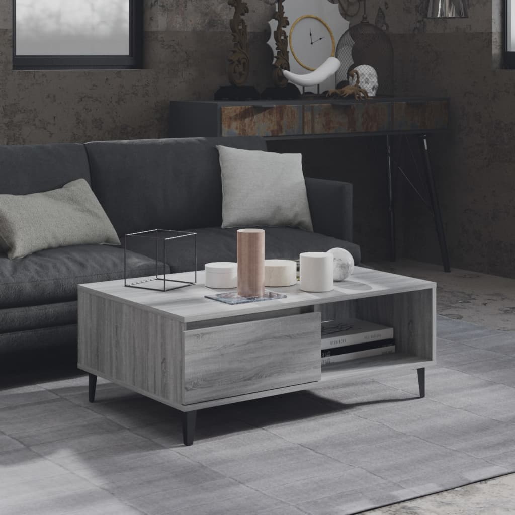 Mesa de centro 90x60x35 cm derivados de madeira cinzento sonoma