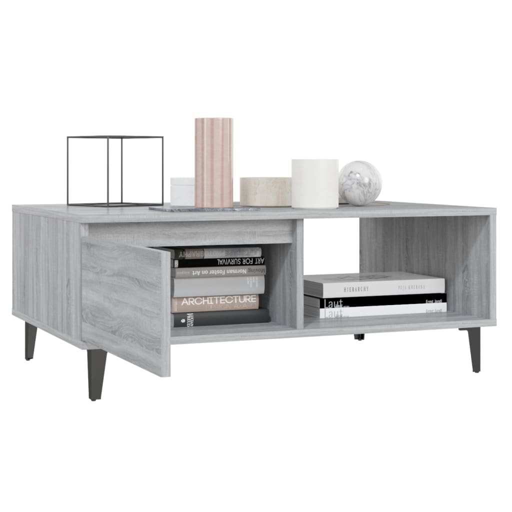 Mesa de centro 90x60x35 cm derivados de madeira cinzento sonoma