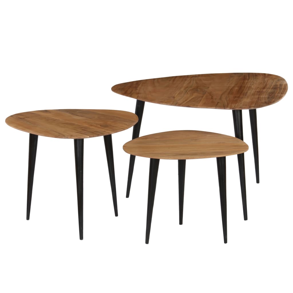 Conjunto de mesas de centro 3 pcs madeira de acácia maciça