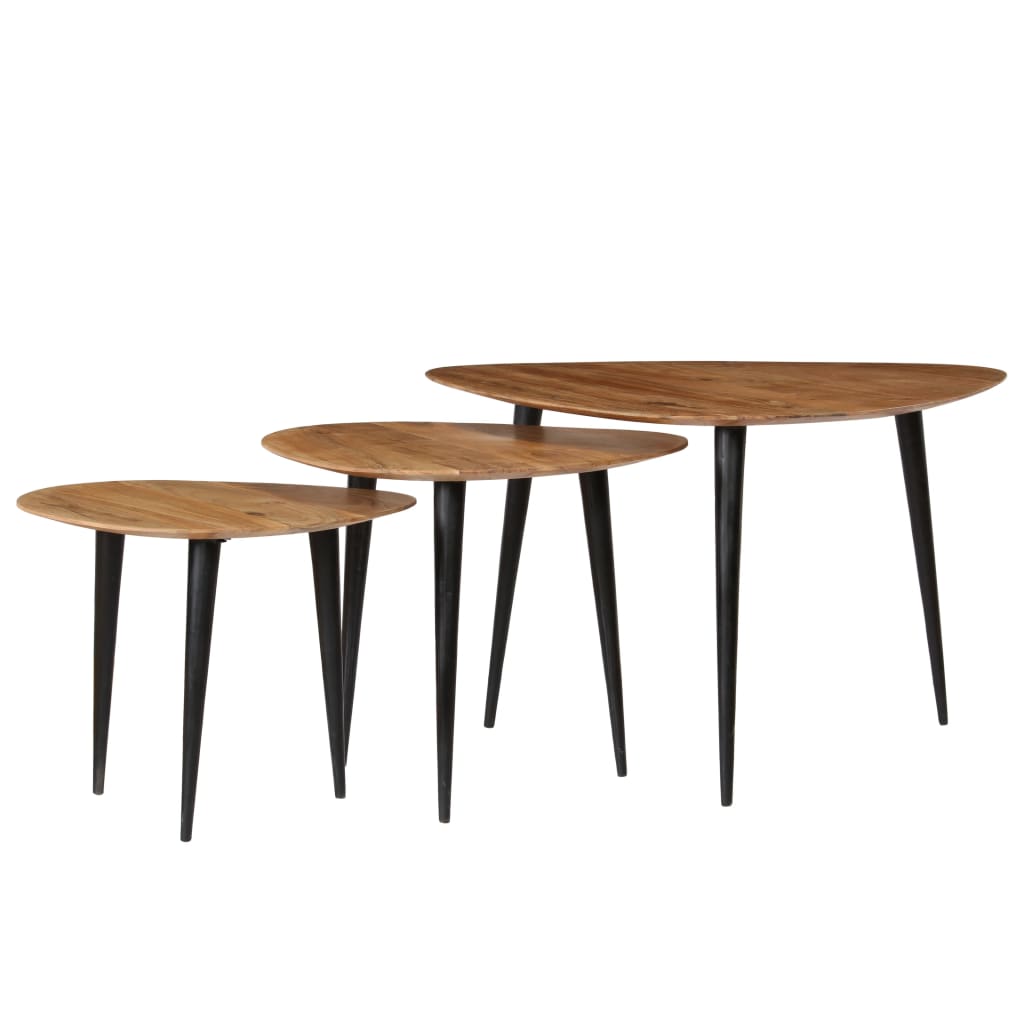 Conjunto de mesas de centro 3 pcs madeira de acácia maciça