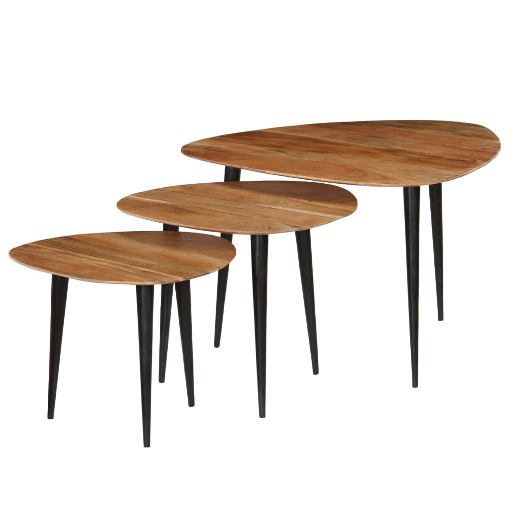 Conjunto de mesas de centro 3 pcs madeira de acácia maciça
