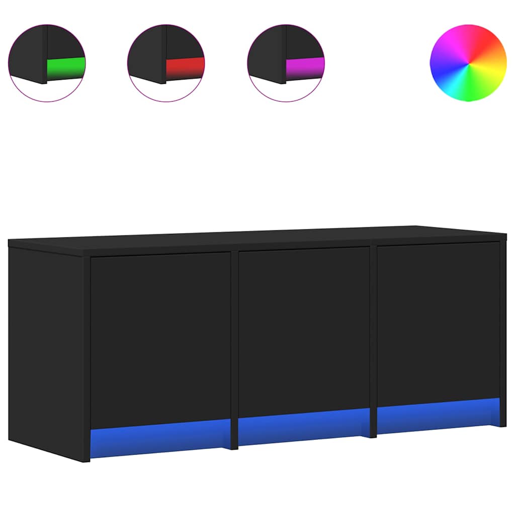 Móvel de TV com luzes LED derivados de madeira preto