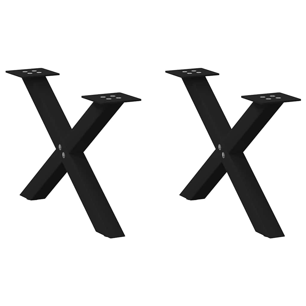 Pés para mesa de centro em formato de x, 2 peças, preto, 60x(30-31) cm, aço