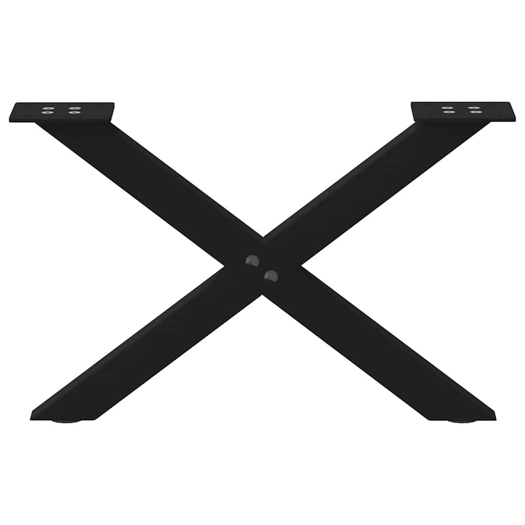 Pés para mesa de centro em formato de x, 2 peças, preto, 60x(30-31) cm, aço