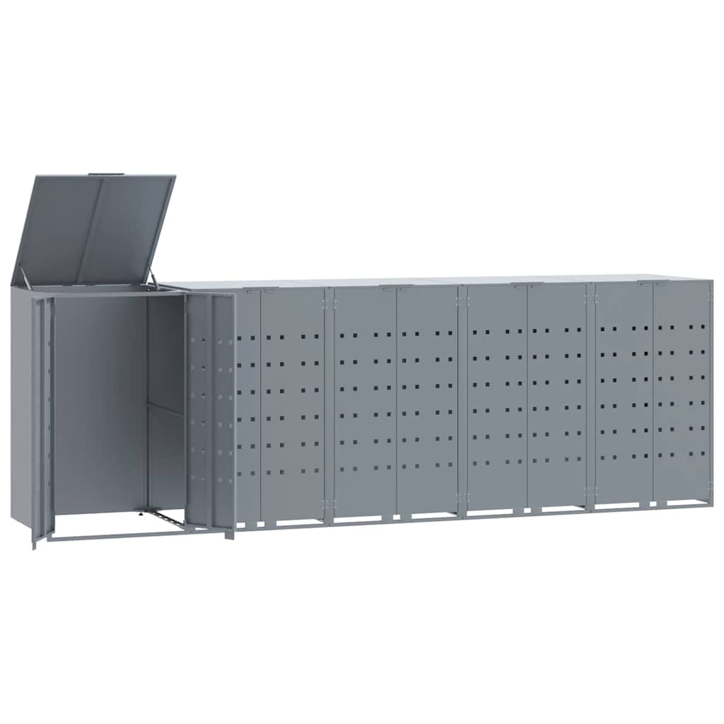 Abrigo para 5 caixotes do lixo 345x79x117 cm aço cinzento
