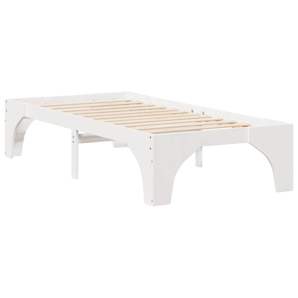 Estrutura da cama branco 80 x 200 cm madeira de pinheiro sólida