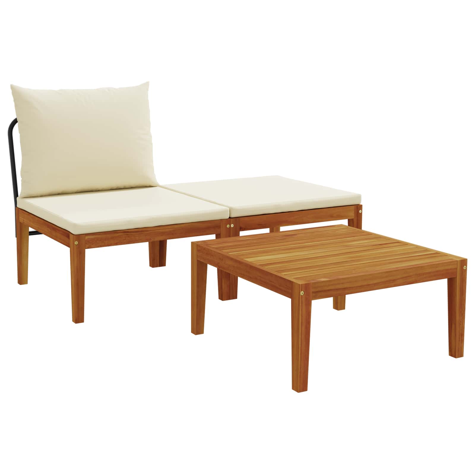 3 Unid. conjunto de lounge de jardim com almofadas natural