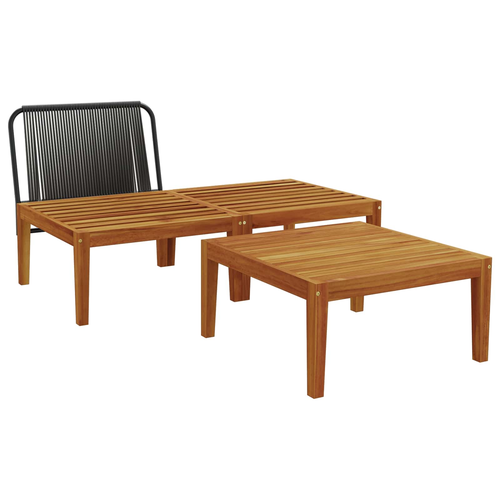 3 Unid. conjunto de lounge de jardim com almofadas natural