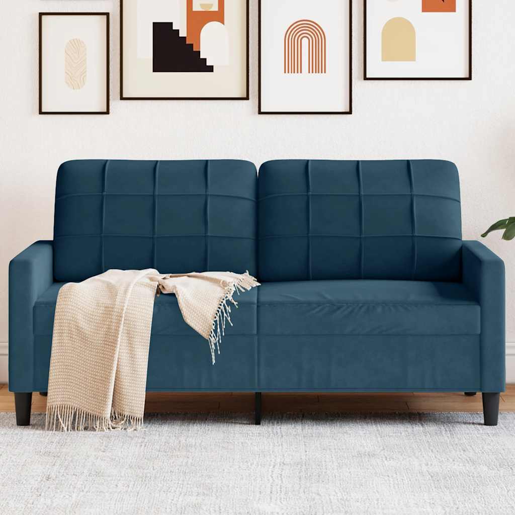 Sofá de 2 lugares veludo 140 cm azul