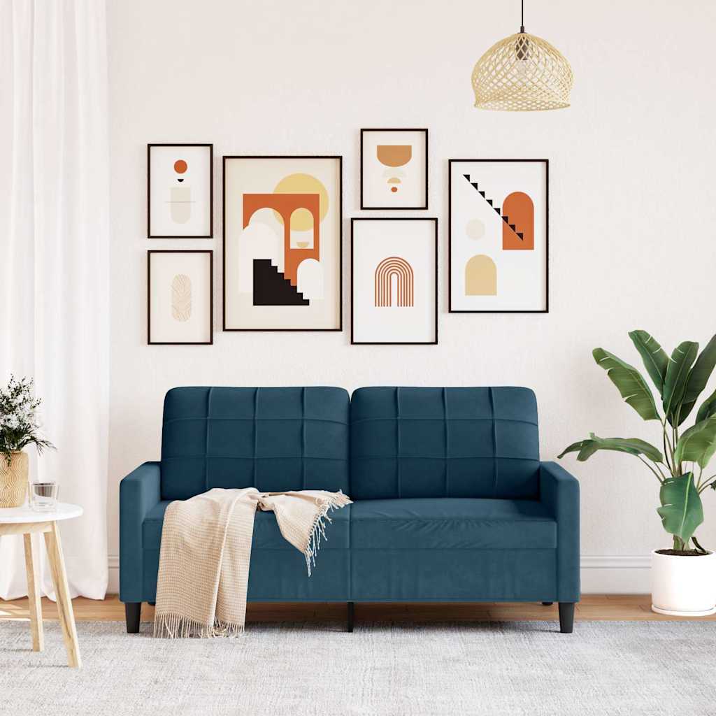 Sofá de 2 lugares veludo 140 cm azul
