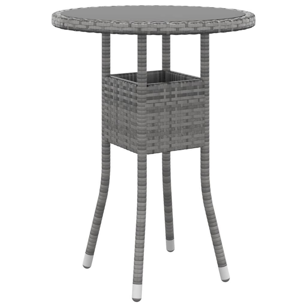 3 Pcs conjunto de jantar para jardim vime PE cinzento