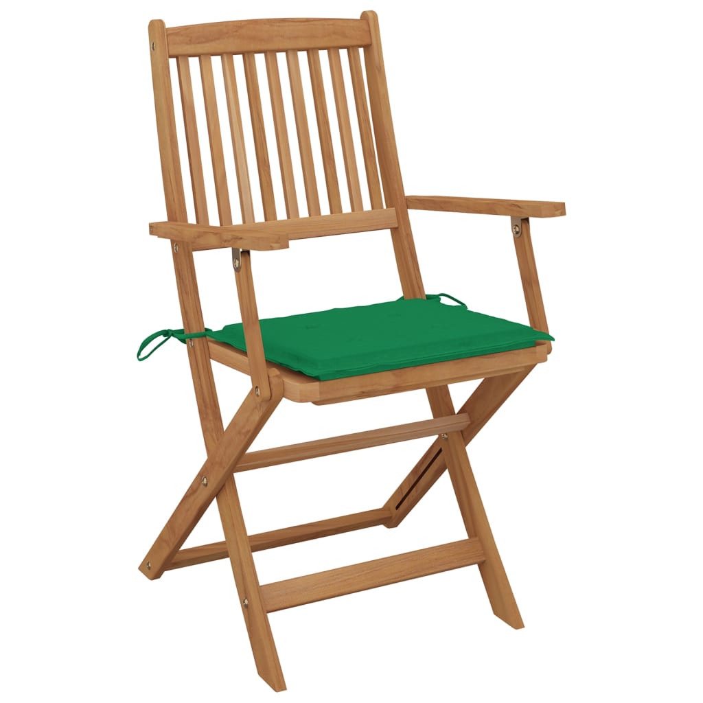 Cadeiras de jardim dobráveis 8 pcs c/ almofadões acácia maciça