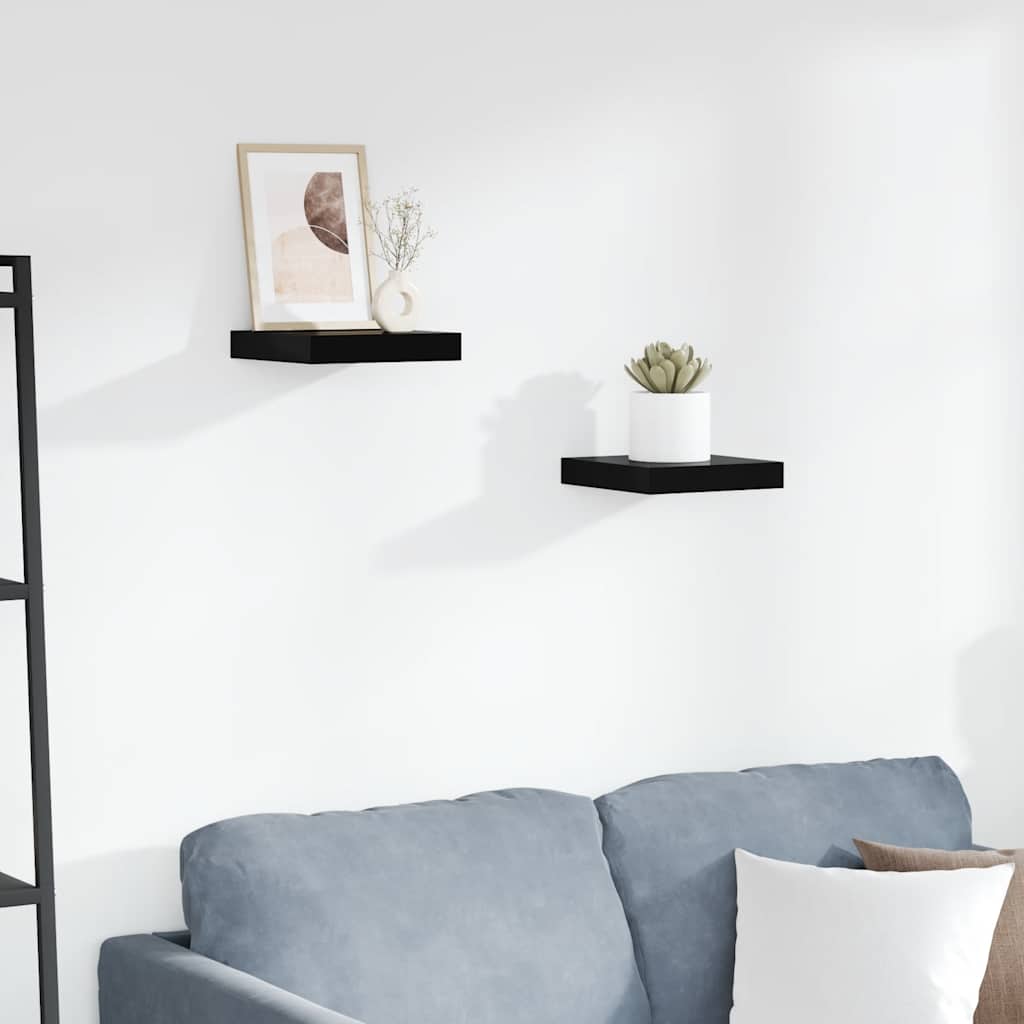 Prateleiras de parede suspensas 2 pcs 23x23,5x3,8cm MDF preto