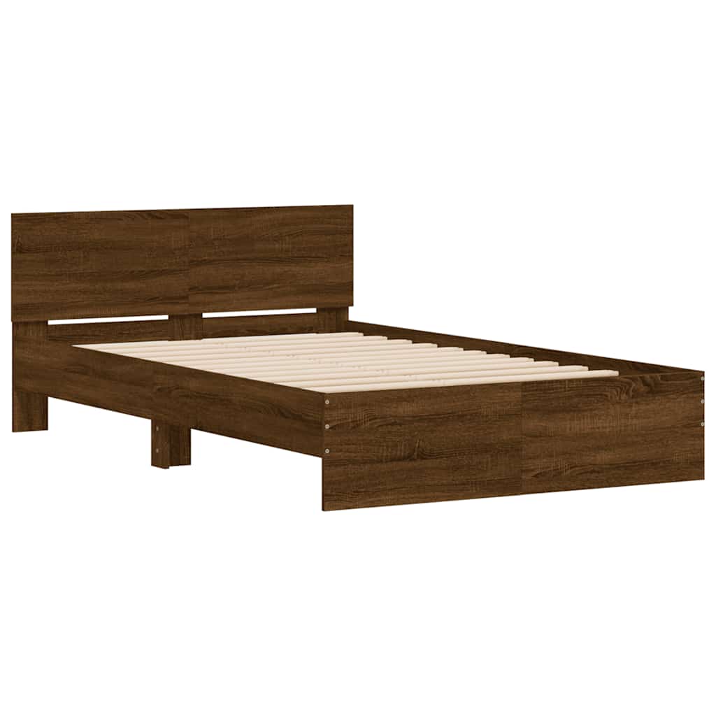Estrutura de cama com cabeceira 135x190 cm carvalho castanho