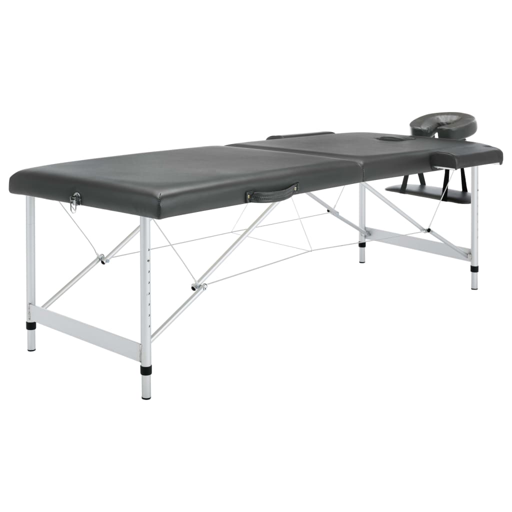 Mesa massagens c/ 2 zonas estrutura alumínio 186x68cm antracite