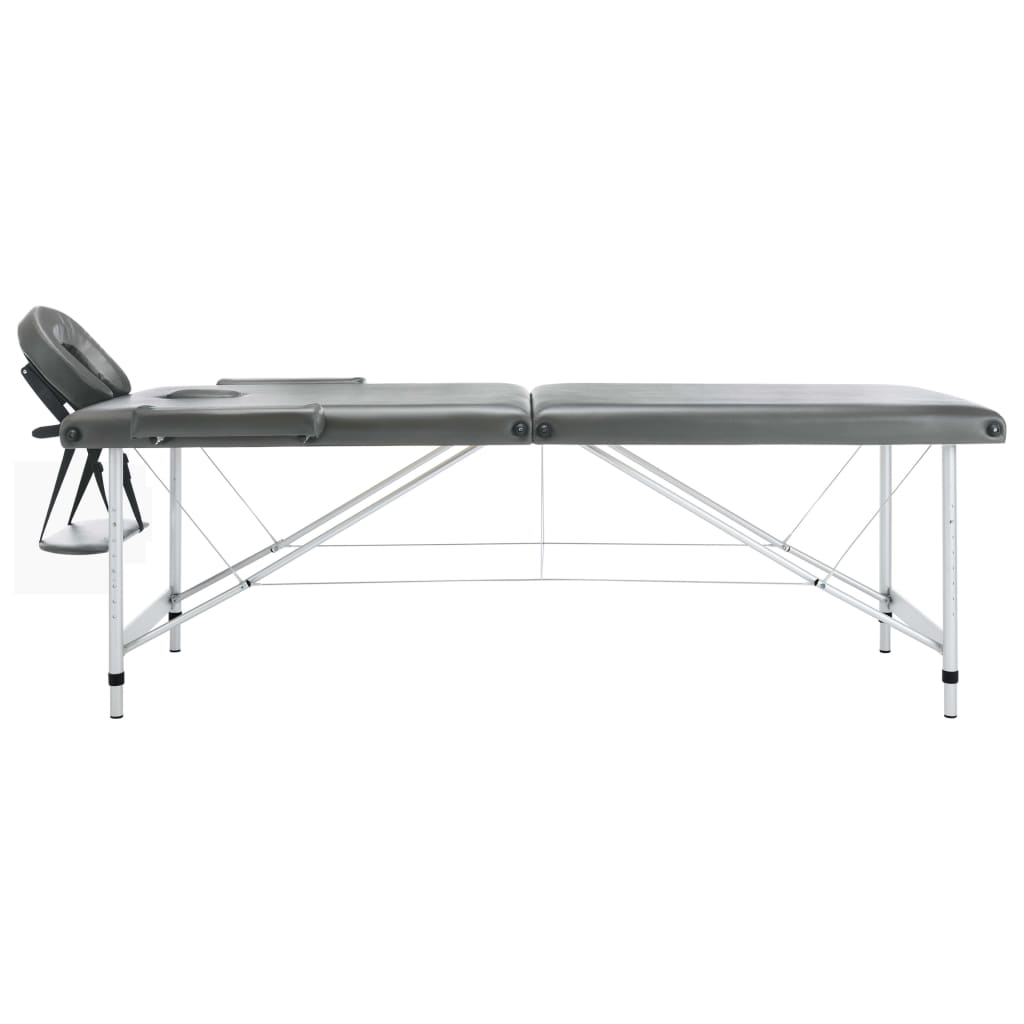 Mesa massagens c/ 2 zonas estrutura alumínio 186x68cm antracite