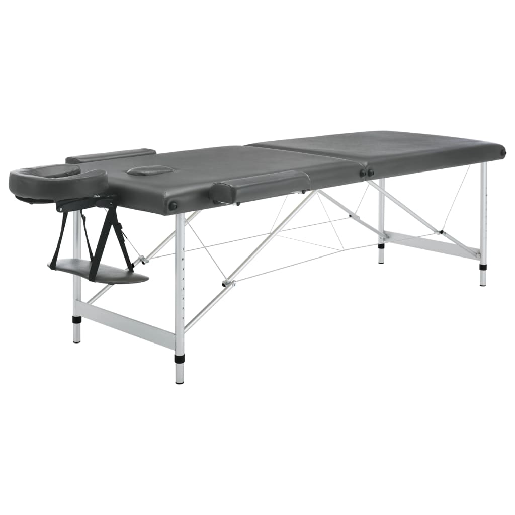 Mesa massagens c/ 2 zonas estrutura alumínio 186x68cm antracite