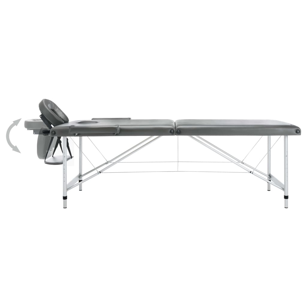 Mesa massagens c/ 2 zonas estrutura alumínio 186x68cm antracite