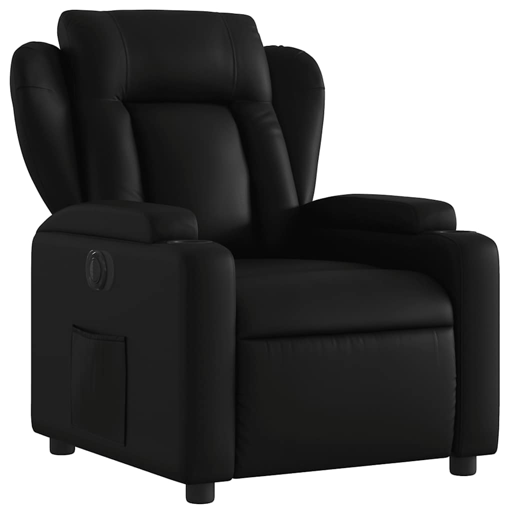 Poltrona reclinável elétrica couro artificial preto