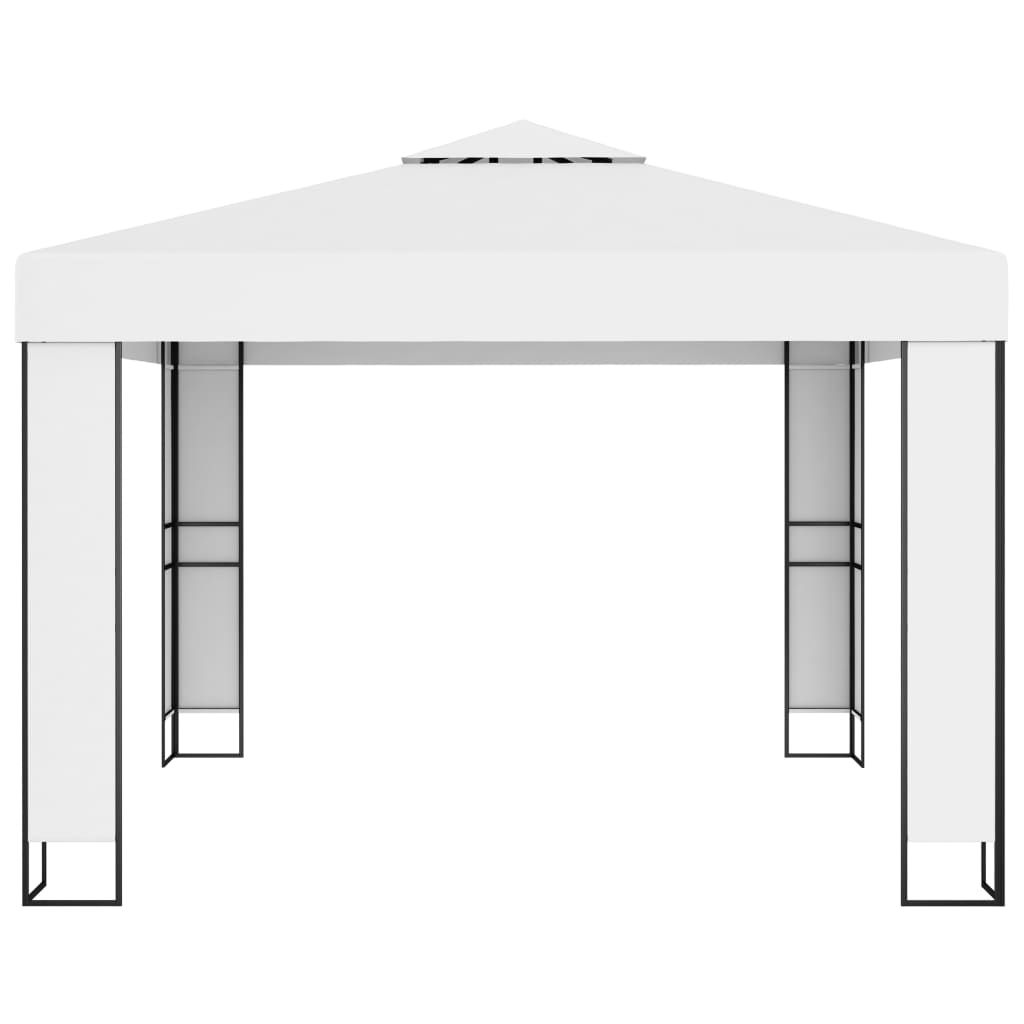 Gazebo com toldo duplo e cordões de luzes LED 3x3 m branco