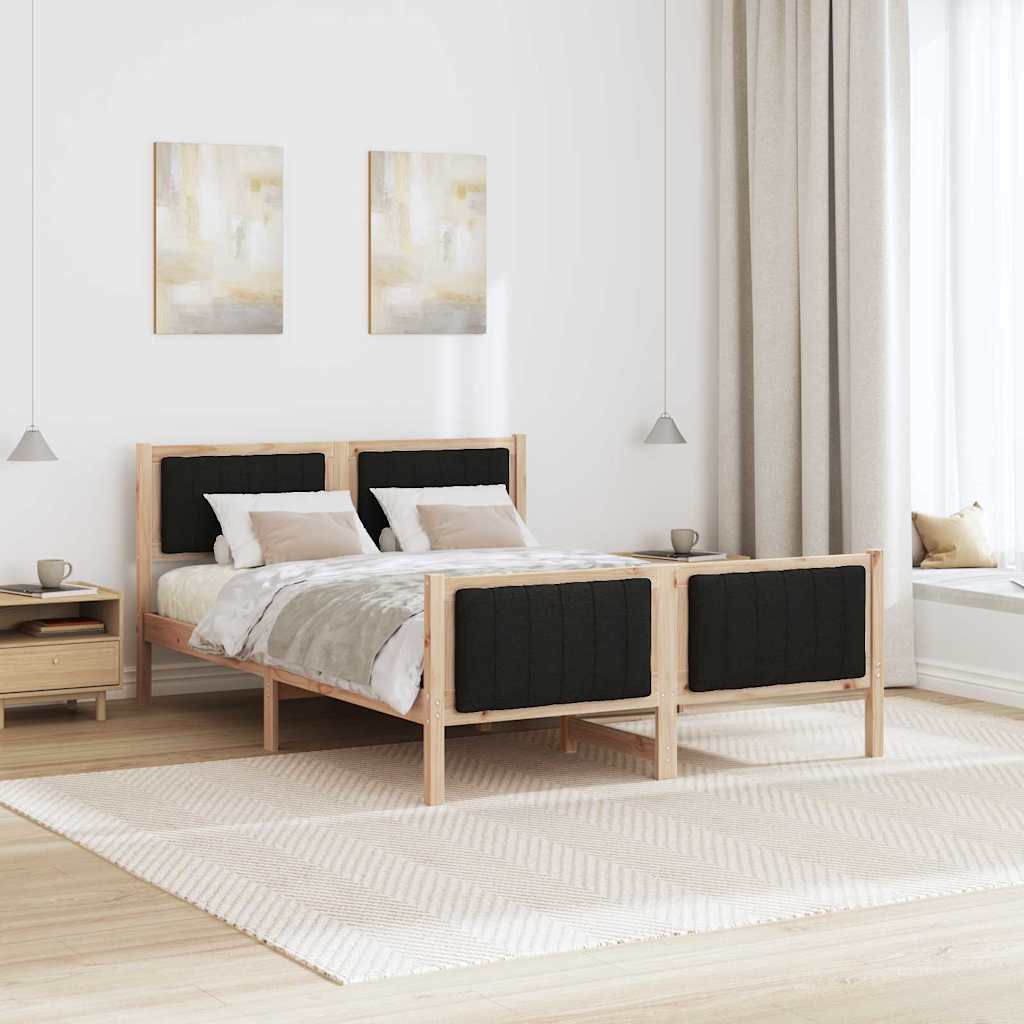 Estrutura da cama com cabeceira castanho e preto 135 x 190 cm