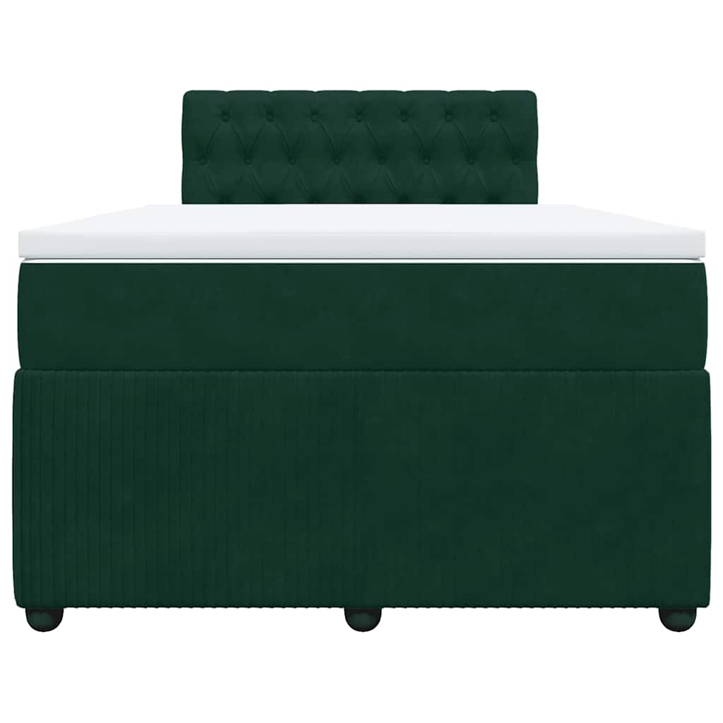 Cama boxspring com colchão 120x190 cm veludo verde-escuro