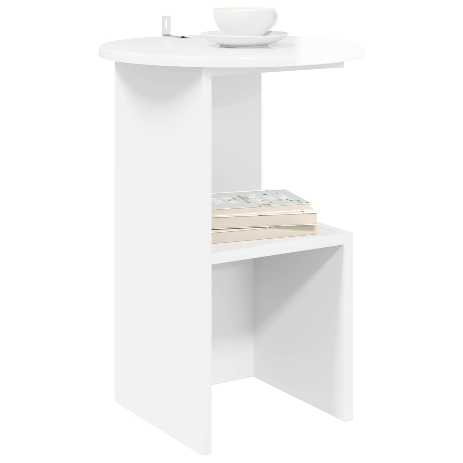 Mesa lateral branco brilhante ø 39,5 x 55 cm