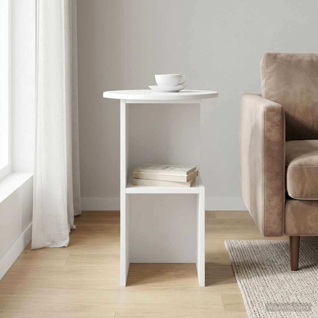 Mesa lateral branco brilhante ø 39,5 x 55 cm