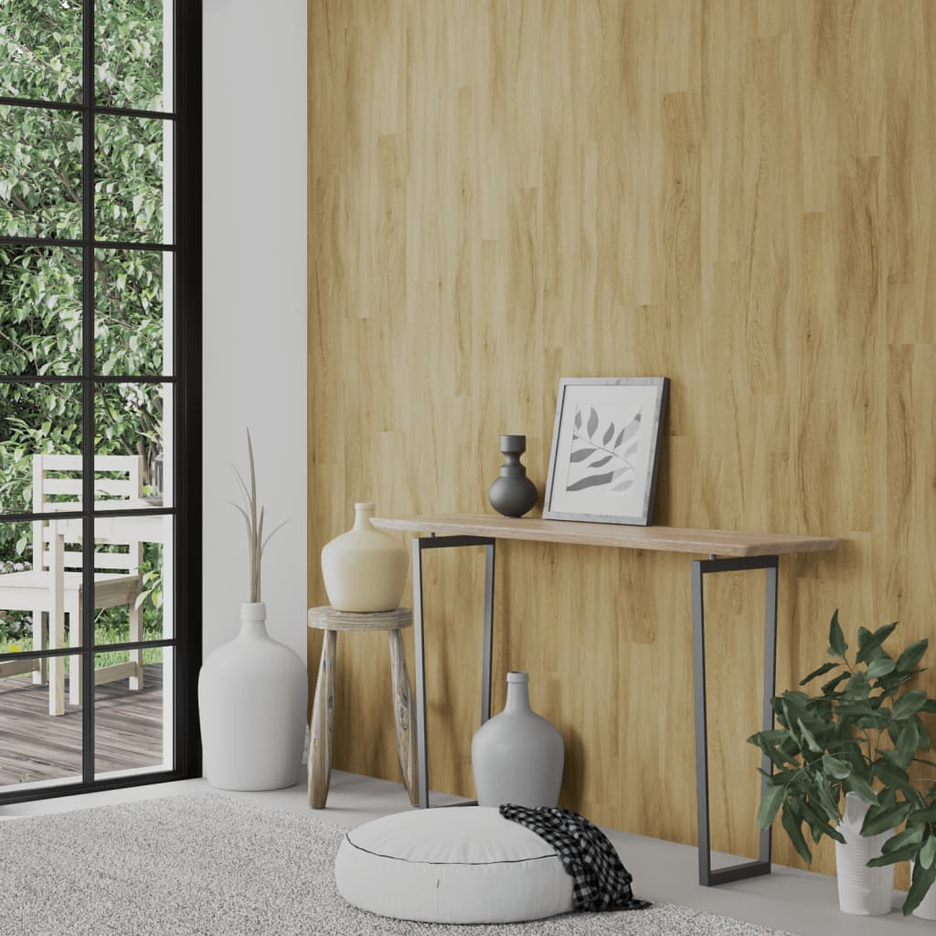 Painel de parede c/ aspeto de madeira 2,06 m² PVC castanho