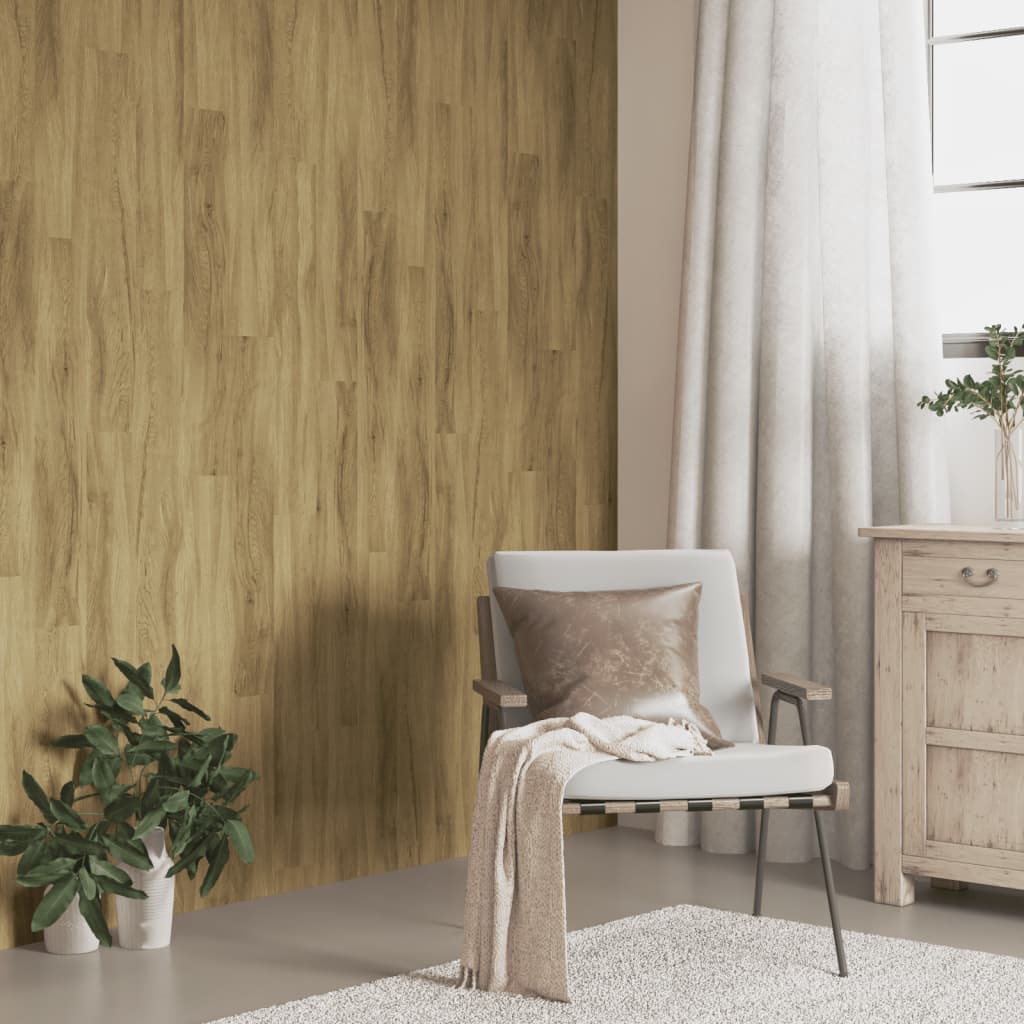 Painel de parede c/ aspeto de madeira 2,06 m² PVC castanho