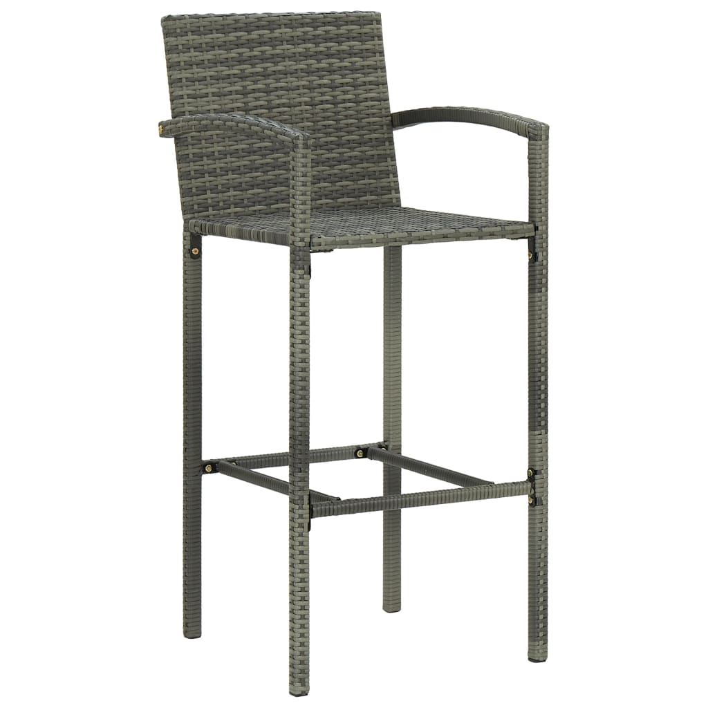Bancos de bar 4 pcs vime PE cinzento