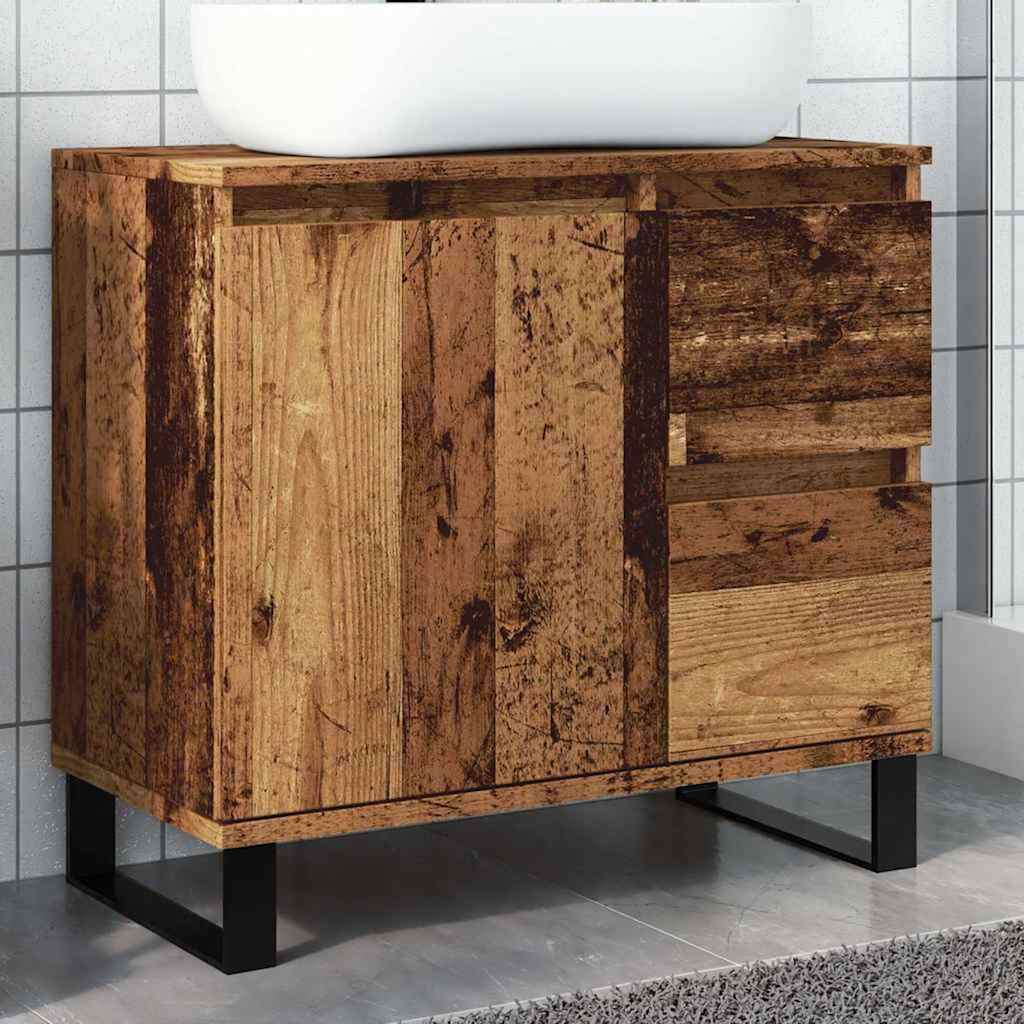 Armário lavatório wc 65x33x60cm derivados madeira madeira velha