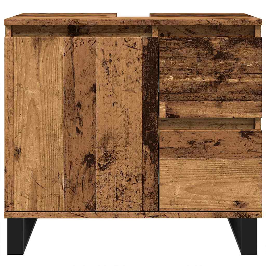 Armário lavatório wc 65x33x60cm derivados madeira madeira velha