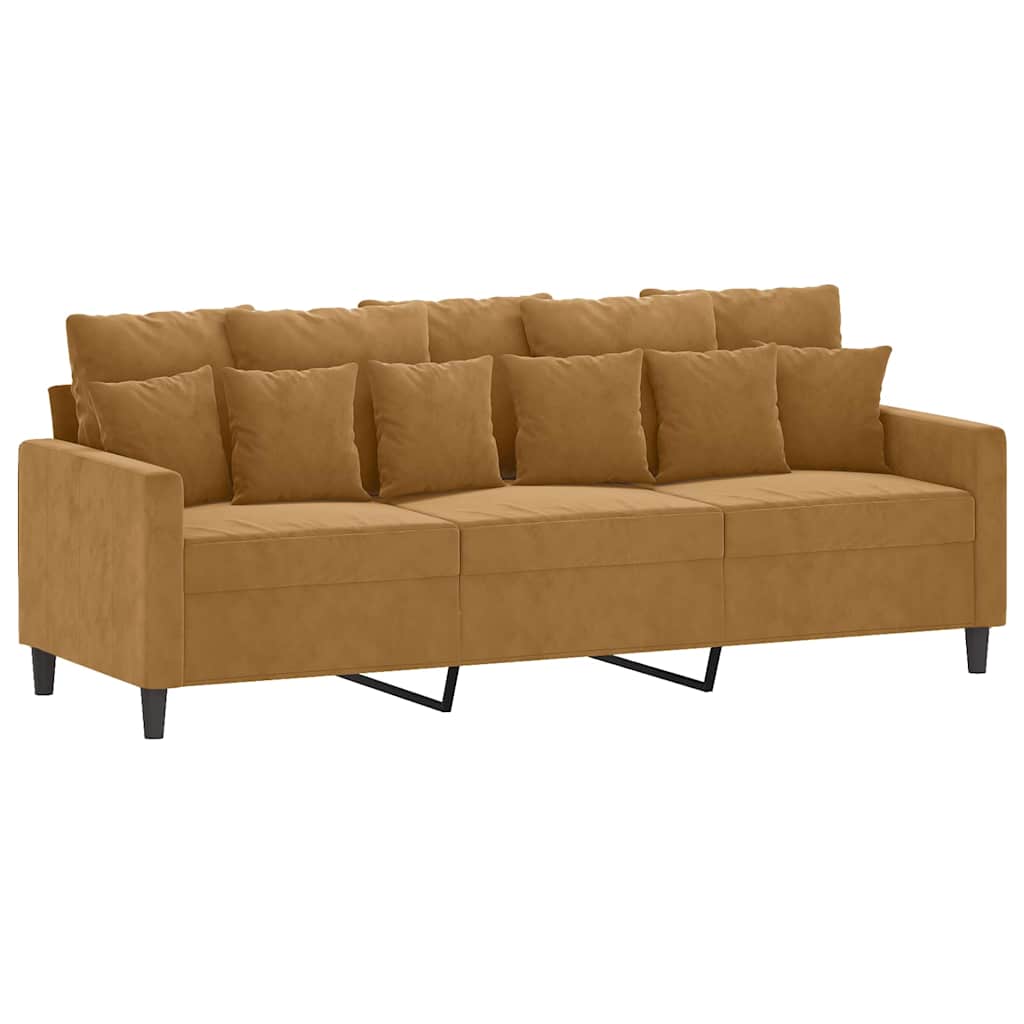 4 Pcs conjunto de sofás com almofadões veludo castanho