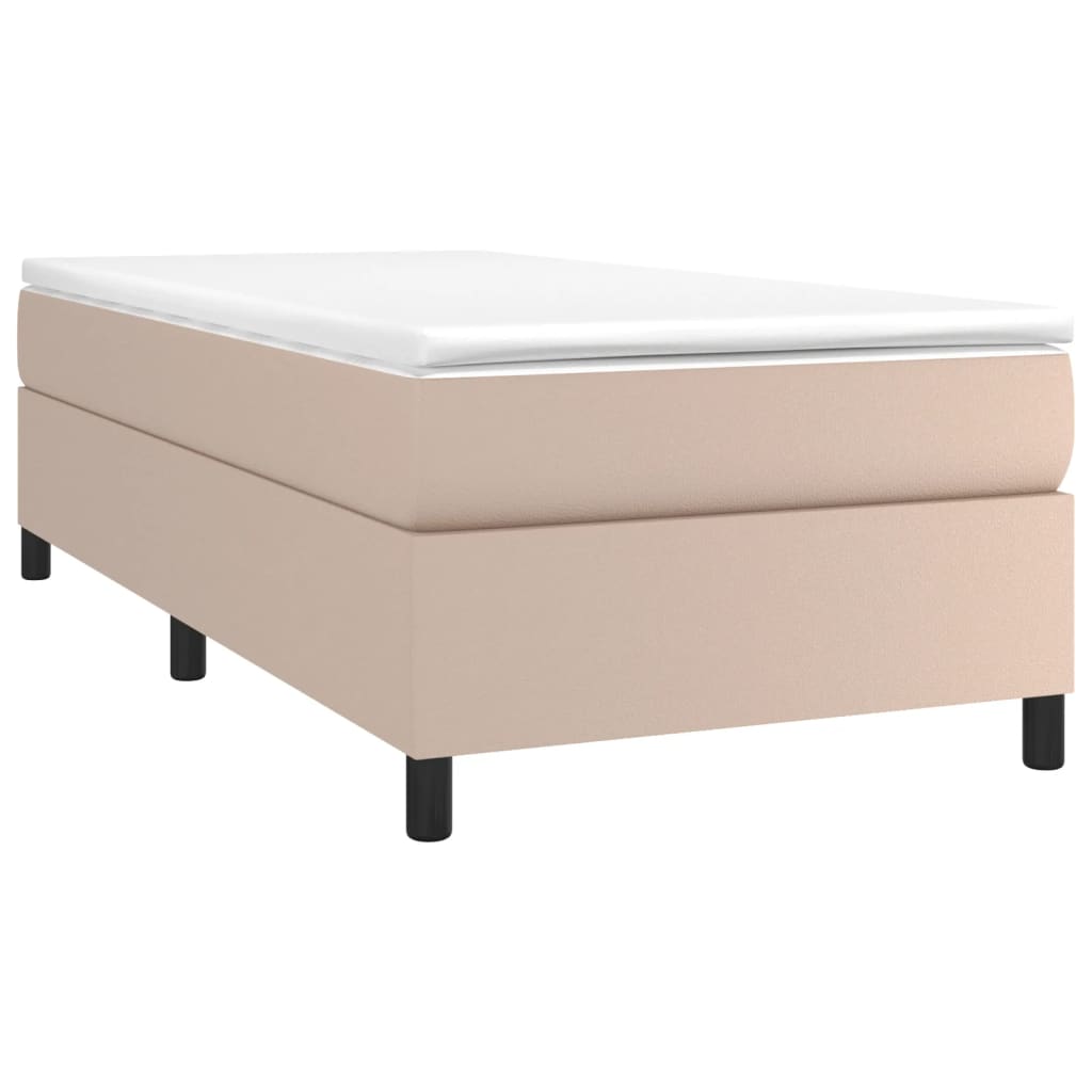 Estrutura de cama com molas 90x200 cm couro artificial cappuccino