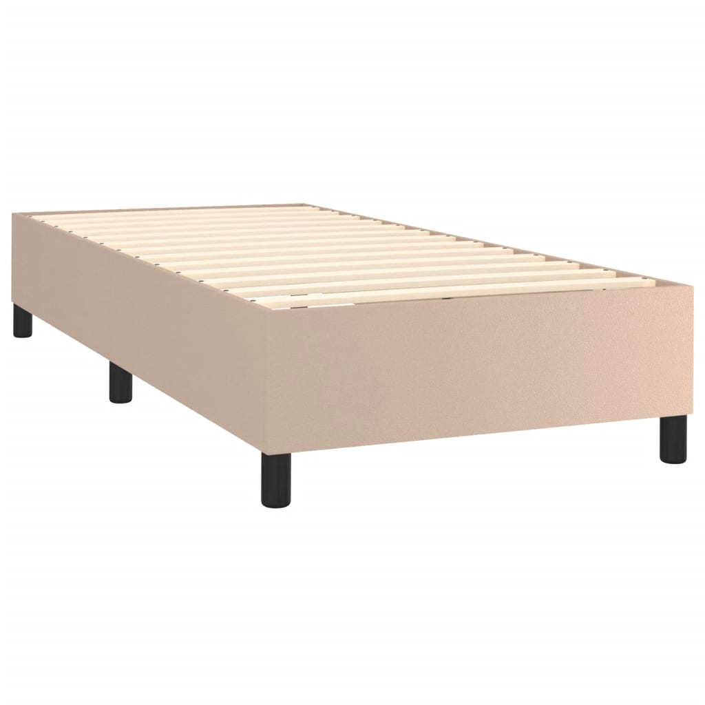 Estrutura de cama com molas 90x200 cm couro artificial cappuccino