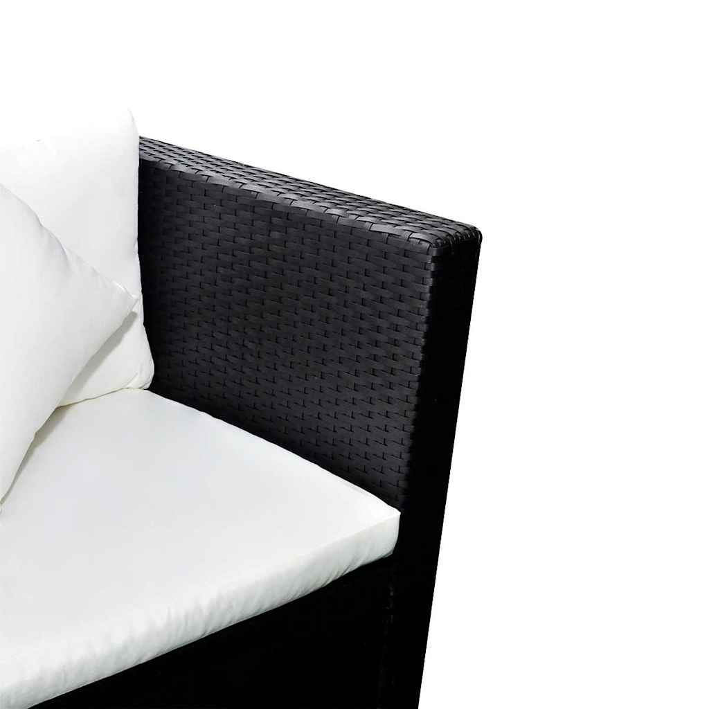 4 Pcs conjunto lounge de jardim c/ almofadões vime PE preto