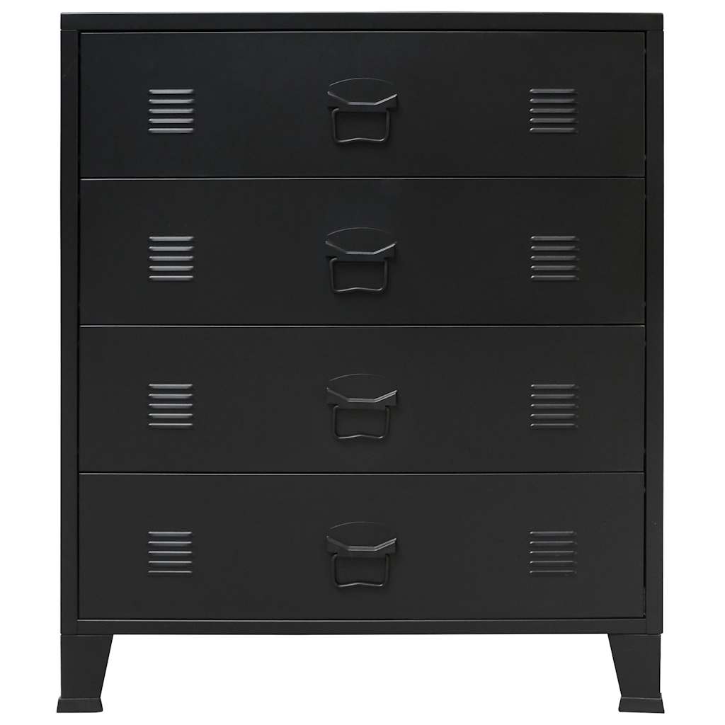 Armário de gavetas em metal estilo industrial 78x40x93 cm preto