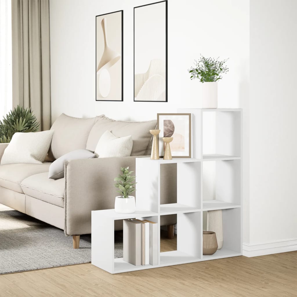 Estante divisória de ambientes com 3 níveis, branca, 99x29x99 cm, madeira projetada