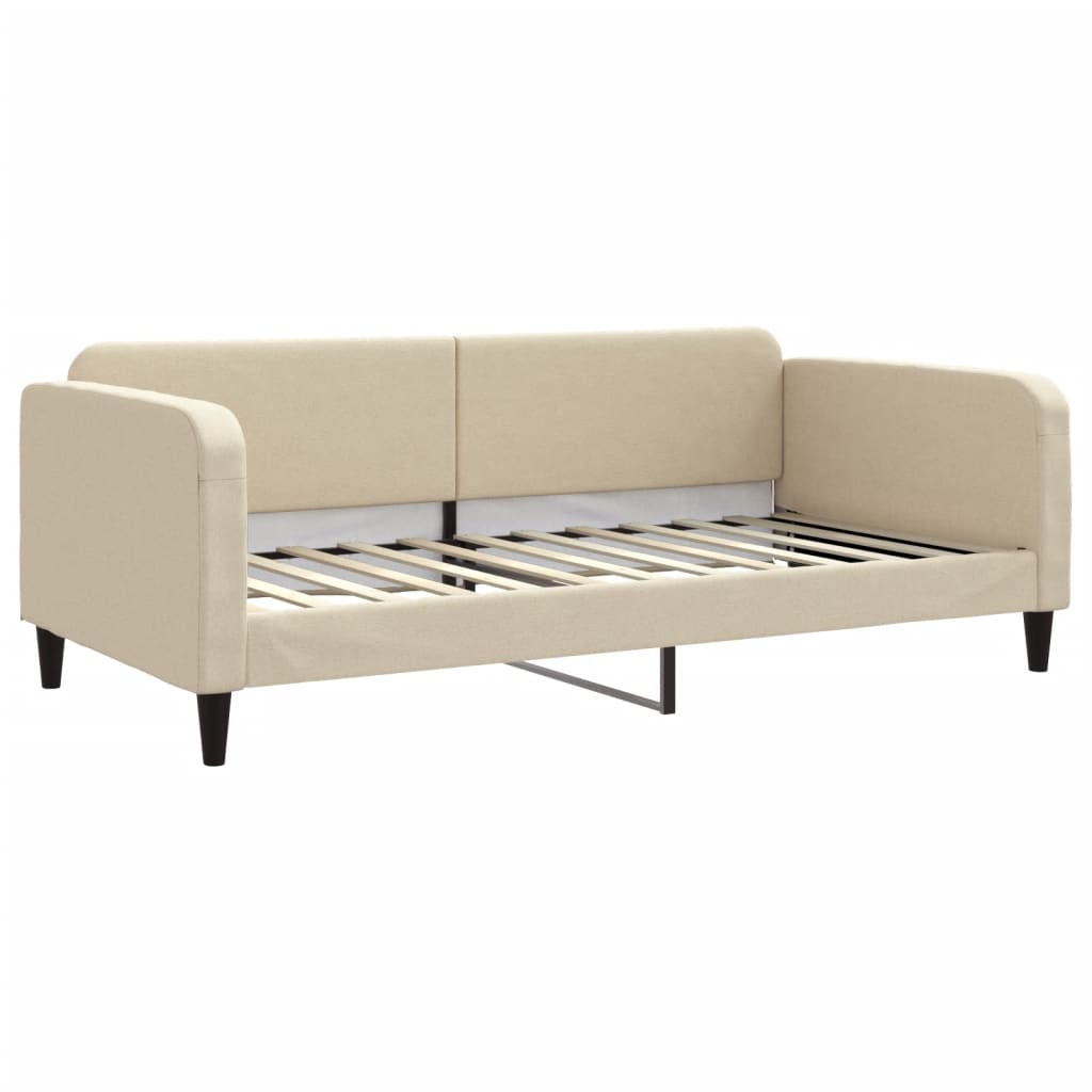 Sofá-cama com colchão 100x200 cm tecido cor creme