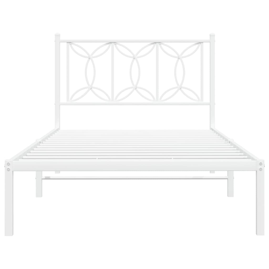 Estrutura de cama com cabeceira 100x190 cm metal branco