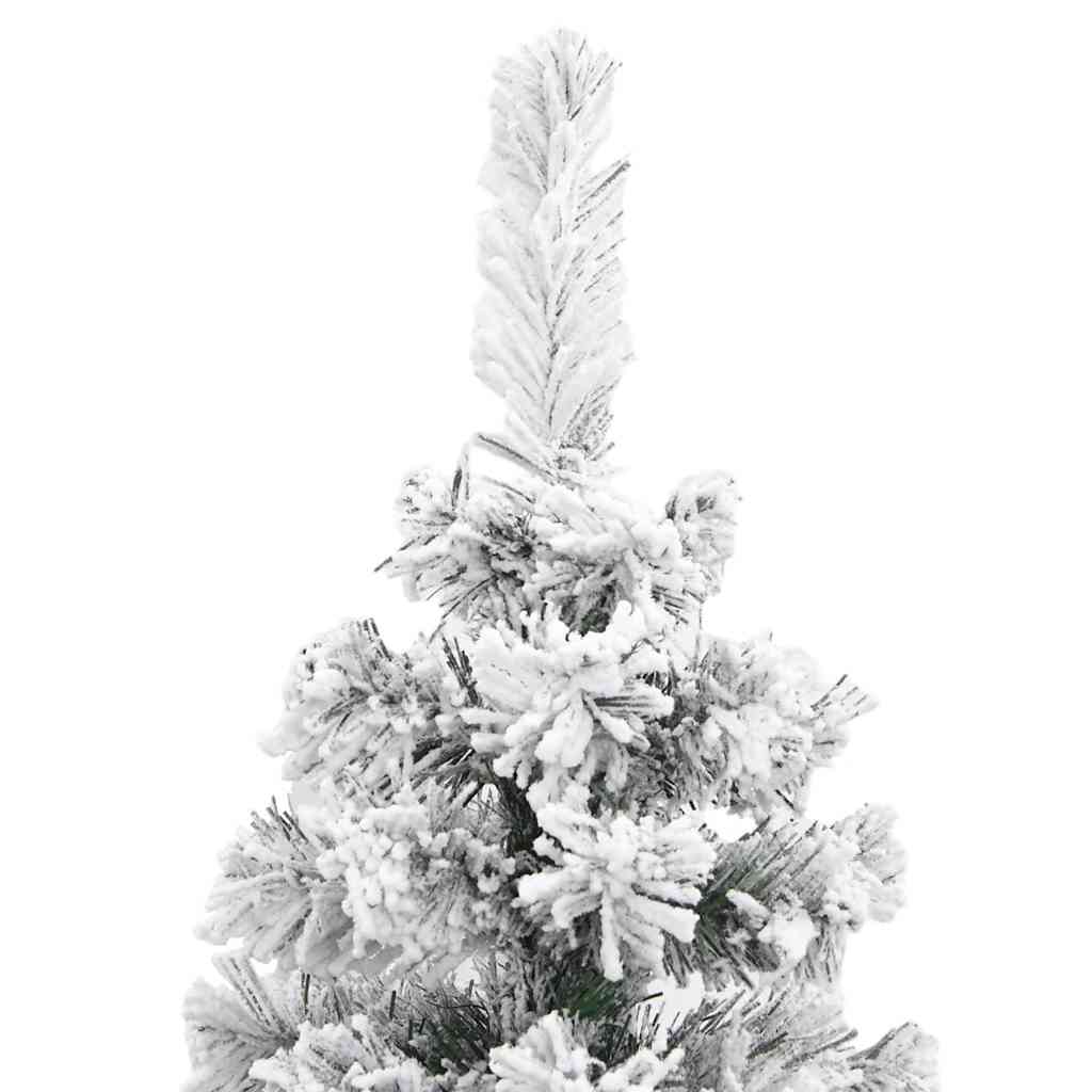 Árvore de natal artificial fina com neve 150 cm PVC verde
